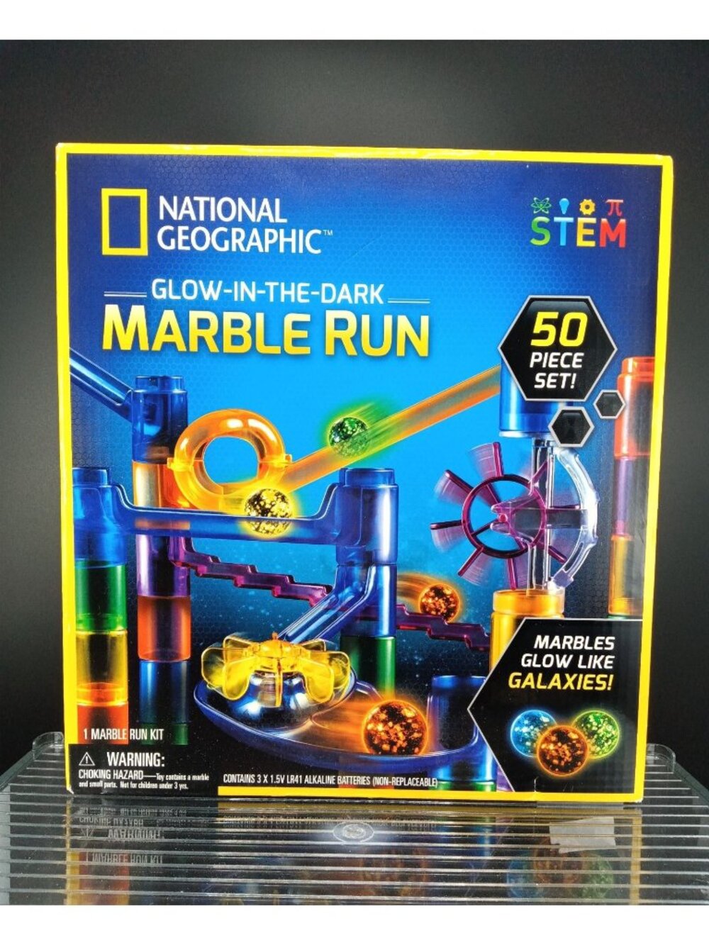 National Geographic 50-Piece Glow-In-The-Dark Marble Run STEM Kit